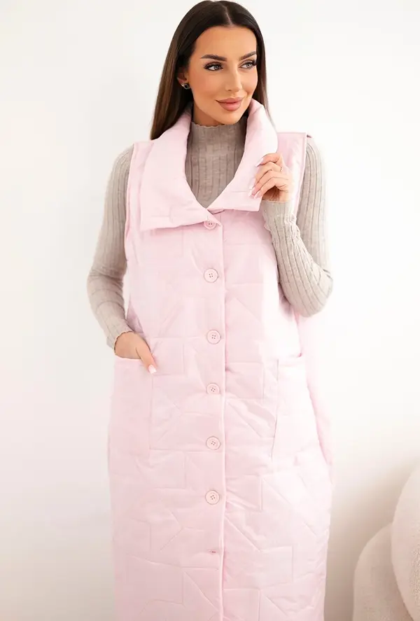 Kesi Włoski Дълъг ватиран елек с яка