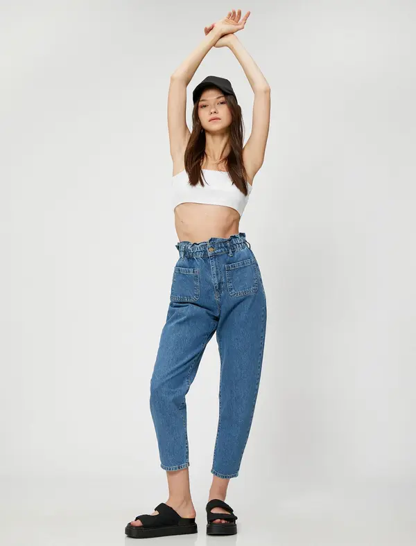 Koton Дънки Koton с ластик на талията с висока талия - Baggy Jeans