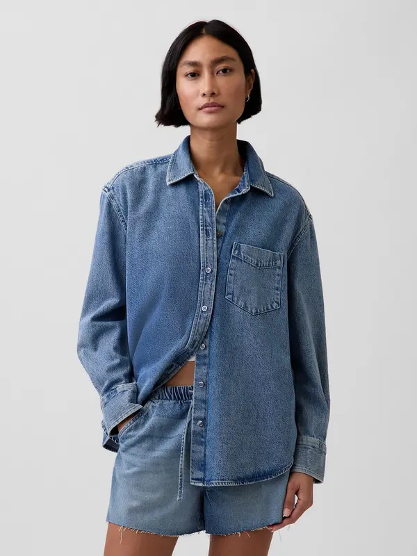 GAP Дънкова риза GAP с овърсайз дизайн UltraSoft