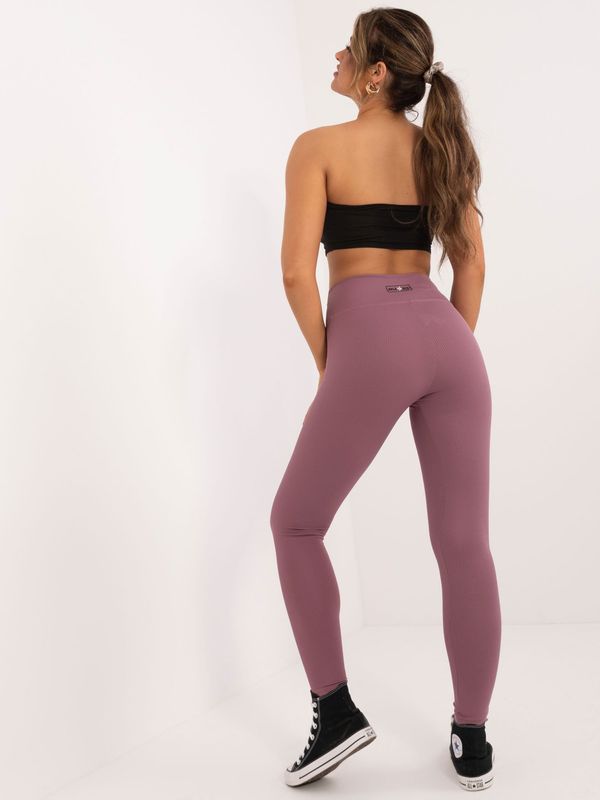 Fashionhunters Dusty pink basic striped sports leggings