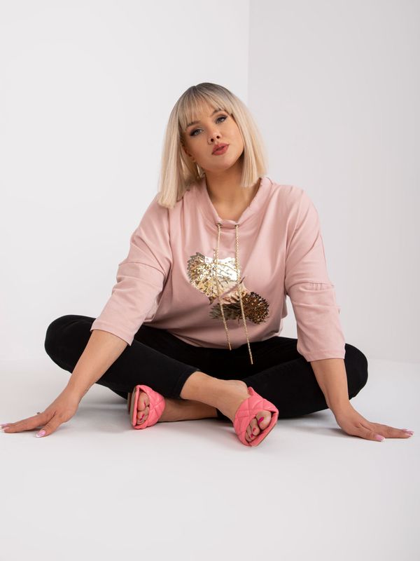 Fashionhunters Dusty pink blouse plus size with 3/4 sleeves Alinne