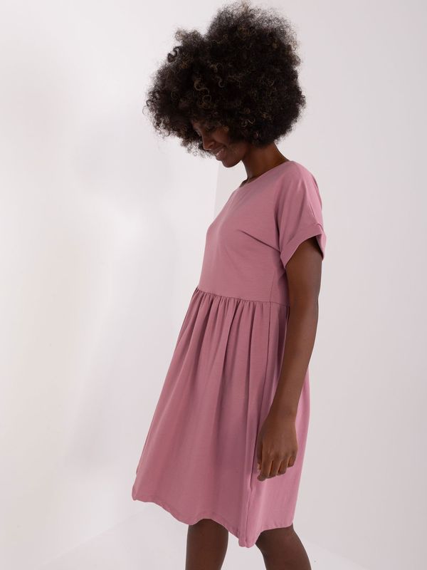 Fashionhunters Dusty pink cotton basic dress by Dita RUE PARIS
