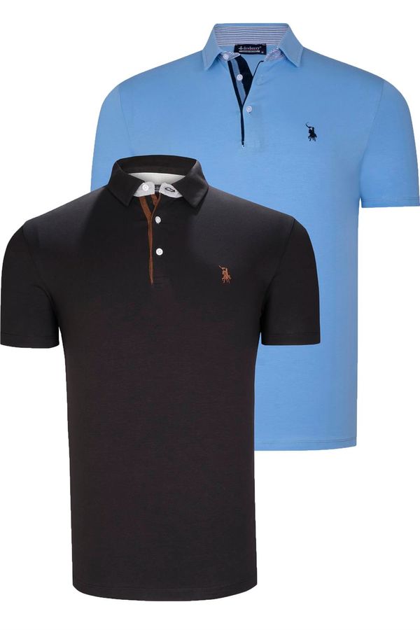 dewberry ДВОЕН КОМПЛЕКТ T8582 МЪЖКА ТЕНИСКА DEWBERRY-ЧЕРНО-СВЕТЛО СИНЬО