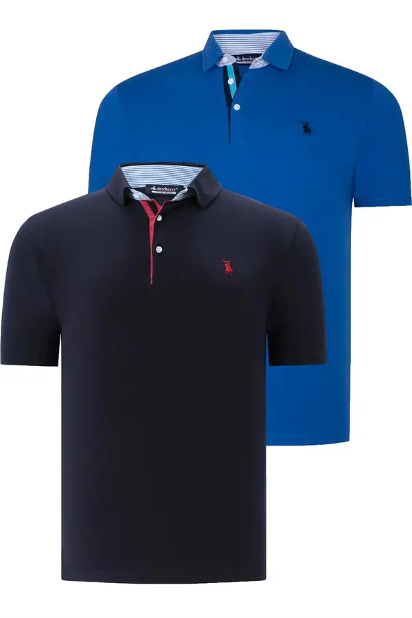 dewberry ДВОЕН КОМПЛЕКТ T8582 МЪЖКА ТЕНИСКА DEWBERRY-NAVY BLUE- SX