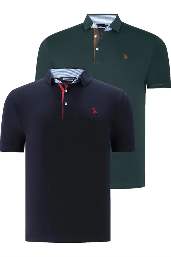dewberry ДВОЕН КОМПЛЕКТ T8582 МЪЖКА ТЕНИСКА DEWBERRY-NAVY СИНЬО-ЗЕЛЕН