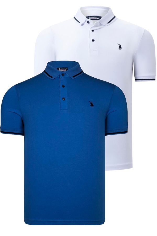 dewberry ДВОЕН КОМПЛЕКТ T8586 МЪЖКА ТЕНИСКА DEWBERRY-WHITE-SAKS