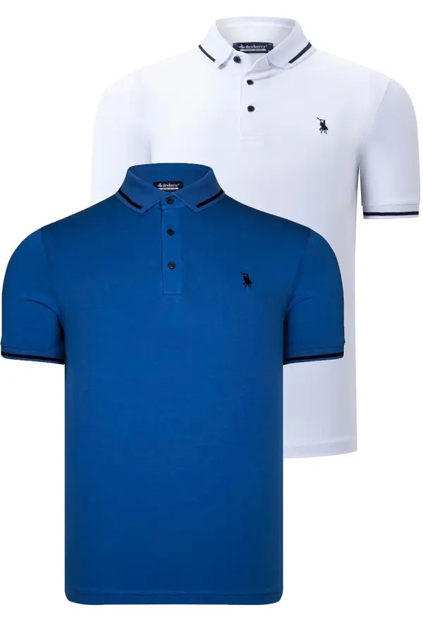 dewberry ДВОЕН КОМПЛЕКТ T8586 МЪЖКА ТЕНИСКА DEWBERRY-WHITE-SAKS