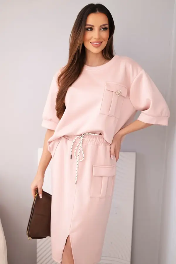 Kesi Włoski Двуслоен комплект с блуза и миди пола