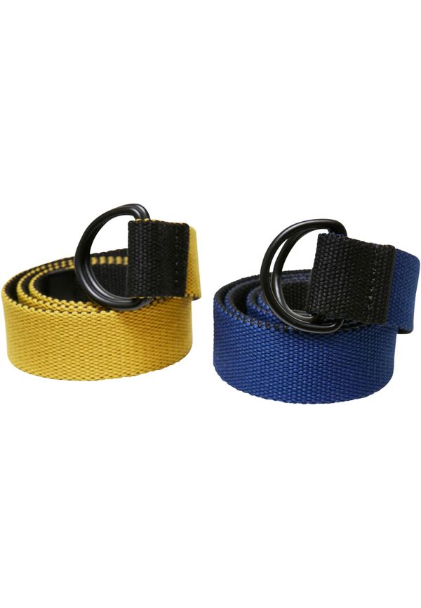 Urban Classics Accessoires Easy D-Ring Belt Kids 2-Pack Black/Royal+Black/Yellow