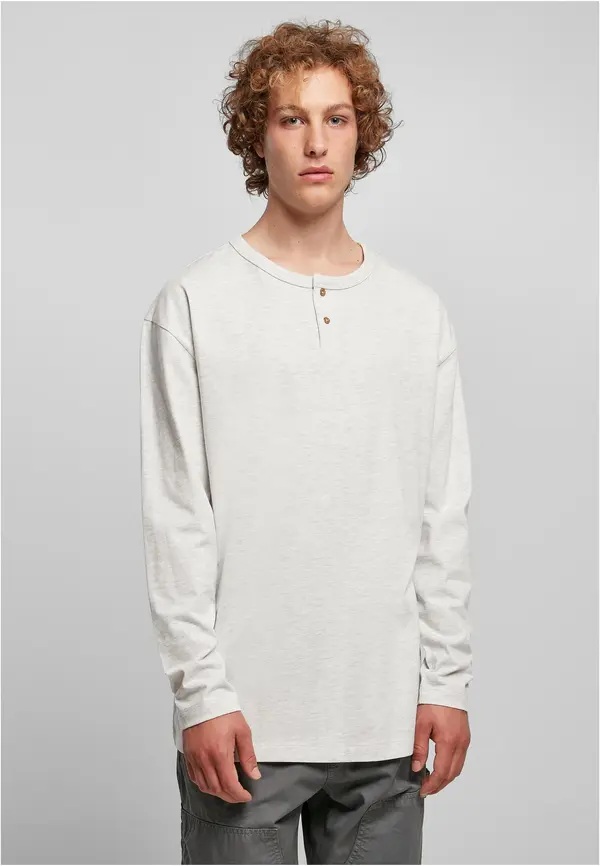 Urban Classics Eco-friendly Oversized Henley Long Sleeve Light Grey