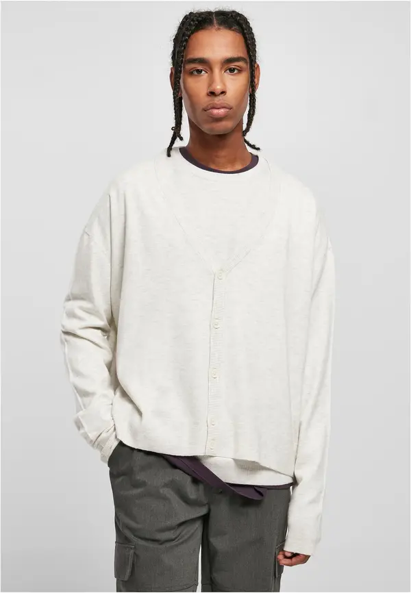 Urban Classics Eco Mix Boxes Cardigan Light Grey