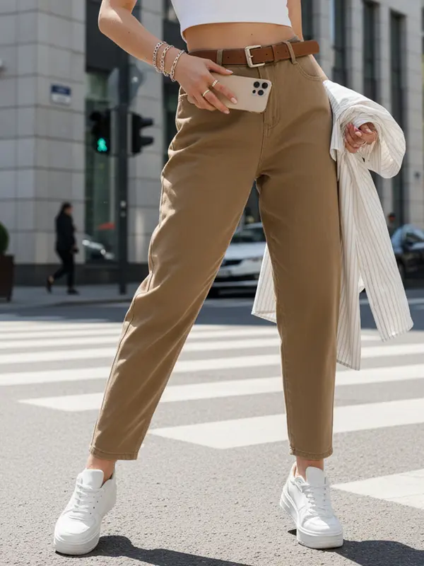 DStreet Едноцветни панталони с колан