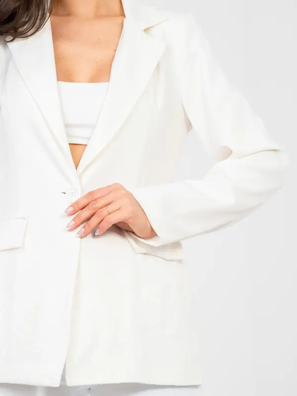 Factory Price Едноредно сако в цвят екрю с дантела