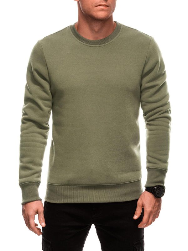 Edoti Edoti BASIC men's uniform round neck sweatshirt - dark olive green