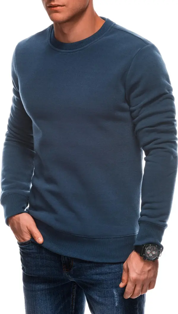 Edoti Edoti Men's uniform BASIC round neck sweatshirt - navy blue