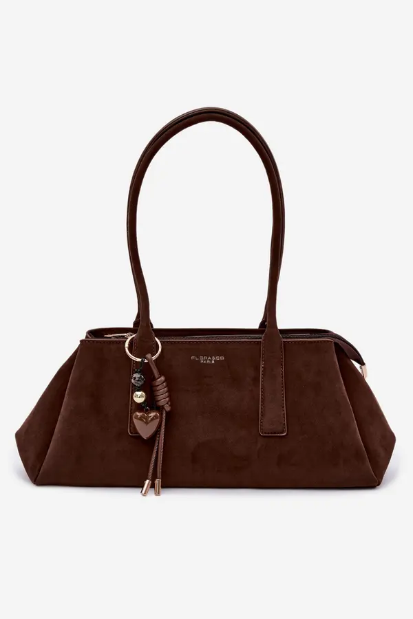 FLORA & CO Еко велурена чанта Flora&amp;Co с висулка