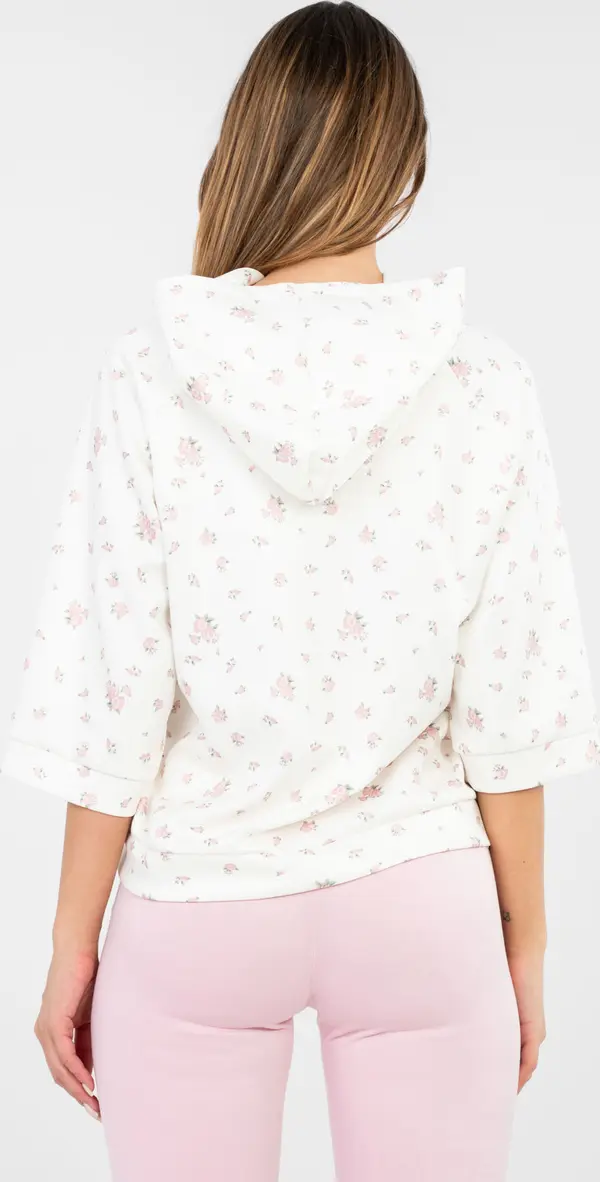 Italy Moda Екрю свободна блуза в розови тонове