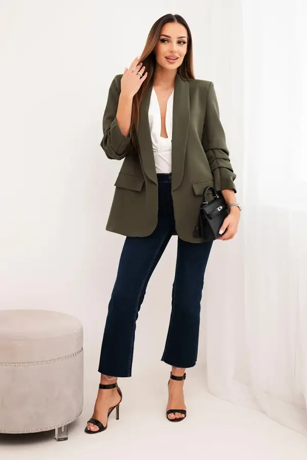 Kesi Włoski Elegant blazer with khaki lapels