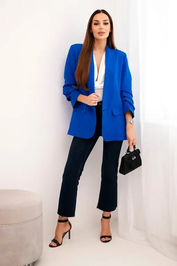 Kesi Włoski Elegant jacket with lapels purple blue