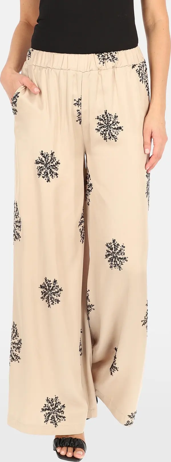 PERSO Елегантен дамски панталон с бродерия