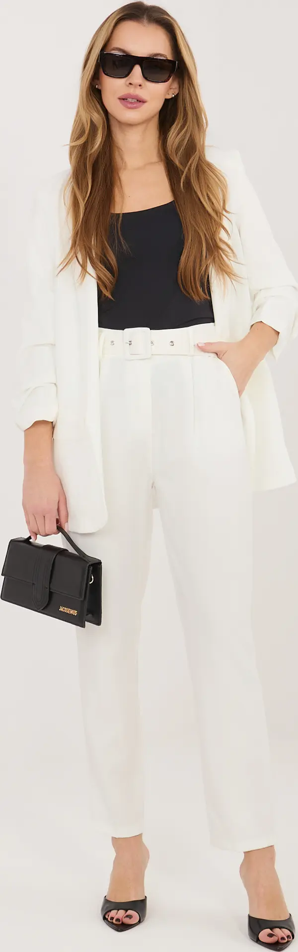 RUE PARIS Елегантен комплект в екрю с плисирани ръкави