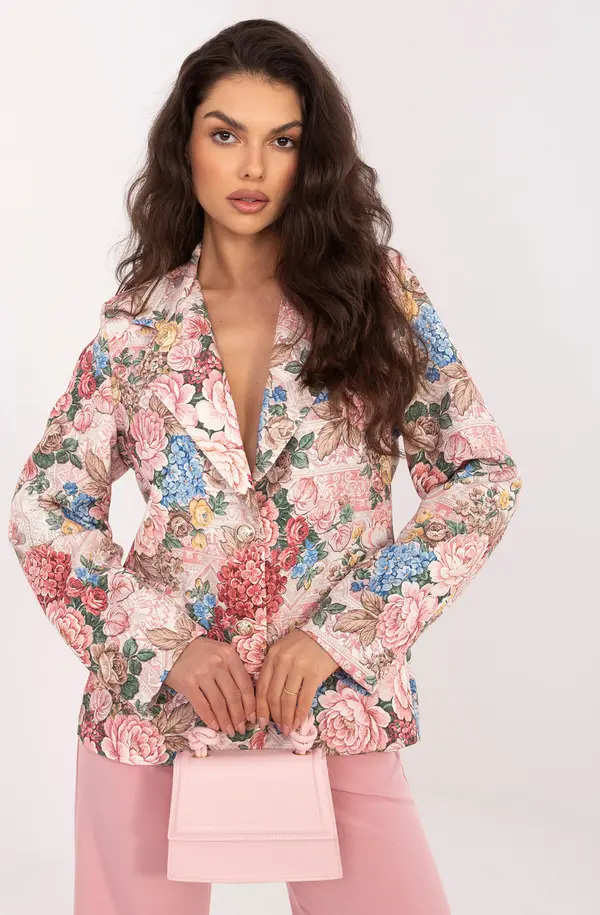 Italy Moda Елегантен розов блейзър с флорален мотив