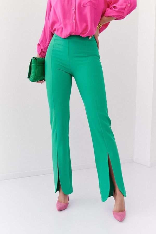 FASARDI Елегантен зелен панталон с цепка