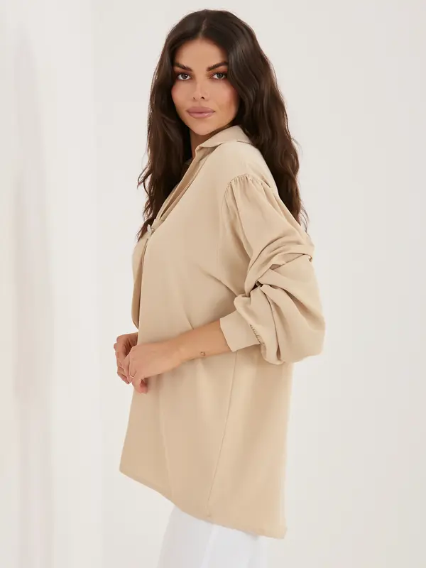 Factory Price Елегантна бежова блуза с връзки