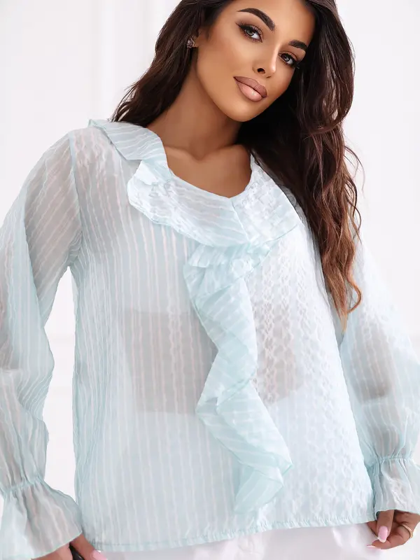 Italy Moda Елегантна блуза в цвят мента с джапанки