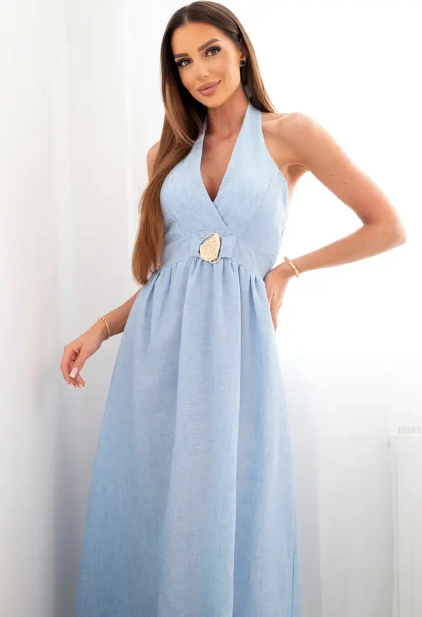 Kesi Włoski Елегантна дамска макси рокля с връзки и декоративна катарама