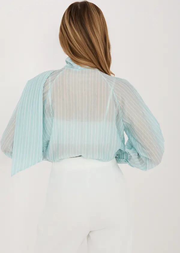 Italy Moda Елегантна риза в цвят мента с деколте с вратовръзка