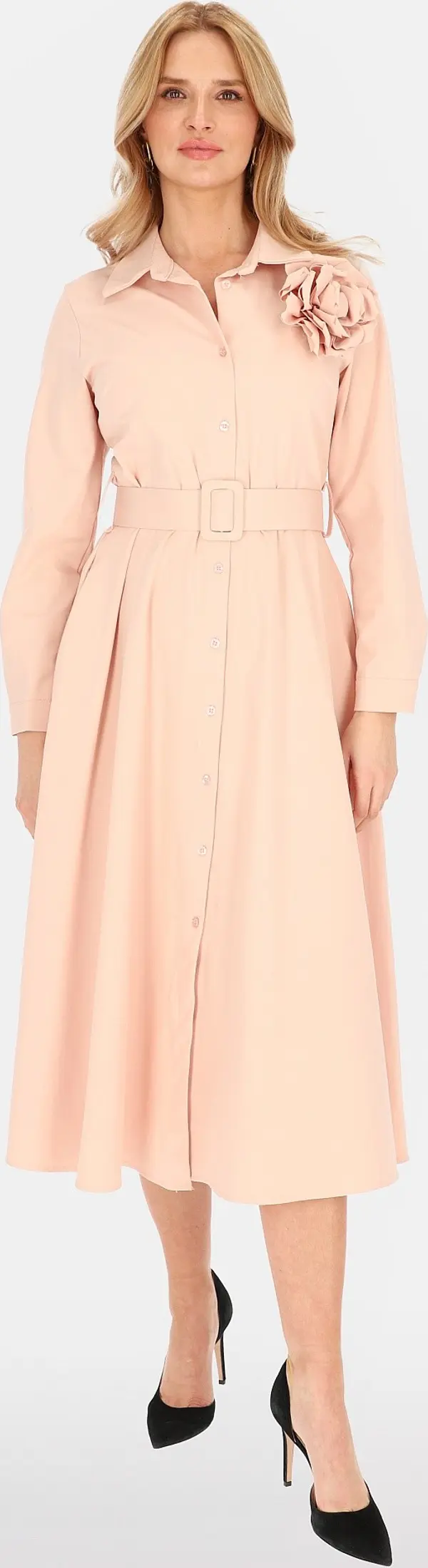 PERSO Елегантна рокля с декоративна брошка