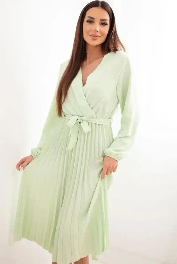 Kesi Włoski Елегантна рокля с панделка и плисиран подгъв