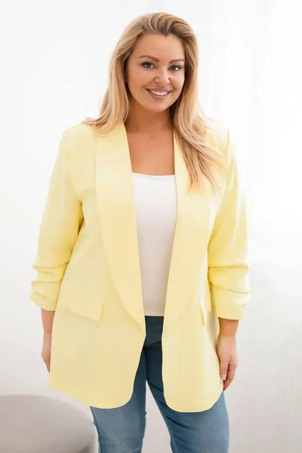 Kesi Włoski Елегантно жълто яке за жени с големи размери