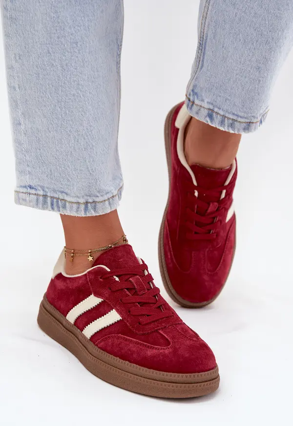 EVENTO EVENTO Дамски кецове от велур на платформа Бордо Силвиона