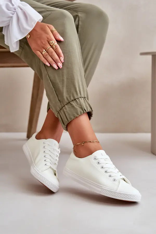 EVENTO EVENTO Дамски кожени класически маратонки бели Misima с връзки