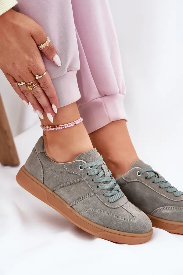 EVENTO EVENTO Дамски Ниски Сникърси От Замша Зелени Палияна