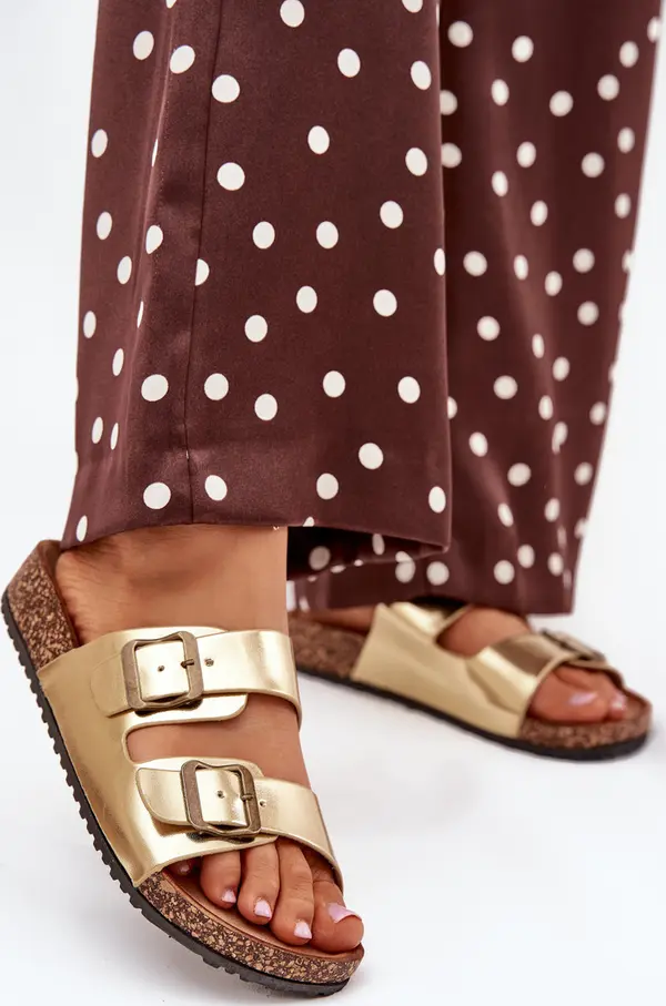 EVENTO EVENTO Дамски сандали на коркова платформа с катарами златни Vesina