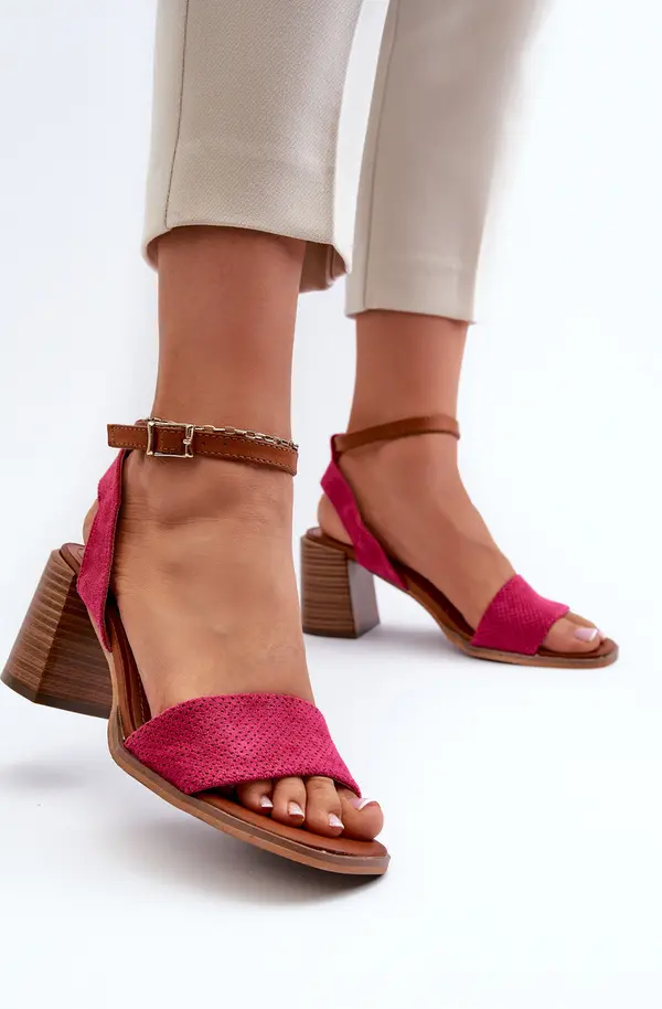 EVENTO EVENTO Дамски сандали на висок ток в цвят Fuchsia Eco-Suede Ronvia