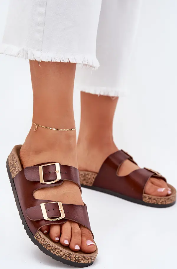 EVENTO EVENTO Дамски Сандали С Пряжки От Еко Кожа Кафяви Iskira