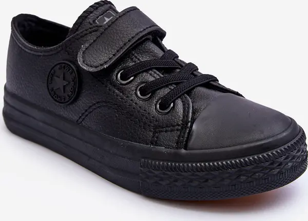 EVENTO EVENTO Детски кожени маратонки с връзки Черни Delmara