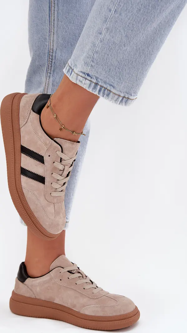 EVENTO EVENTO Кожени дамски маратонки на платформа бежови Elivienne