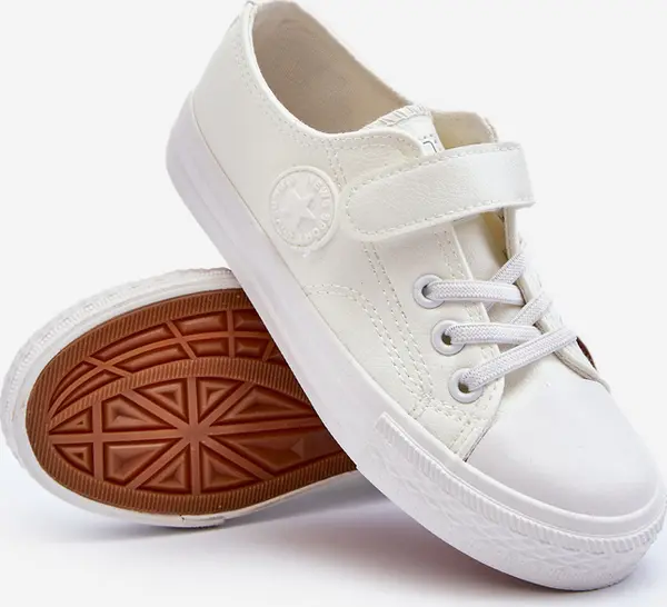 EVENTO EVENTO Кожени детски маратонки с велкро бели Delmara