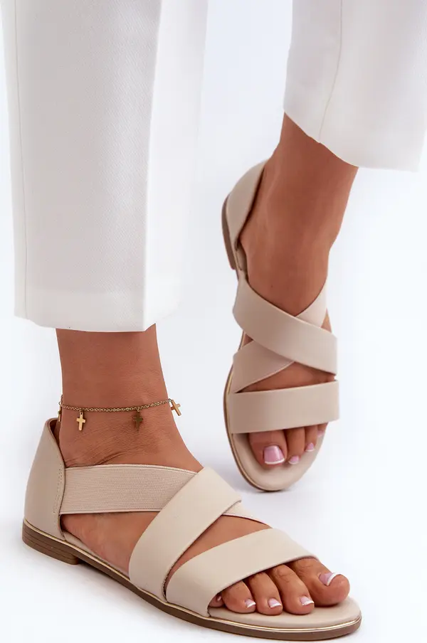 EVENTO EVENTO Кожени сандали с ластик Бежови Пулия