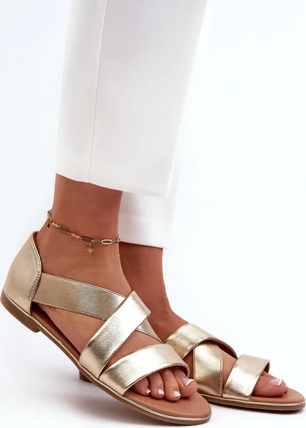 EVENTO EVENTO Кожени сандали с ластик златиста апулия