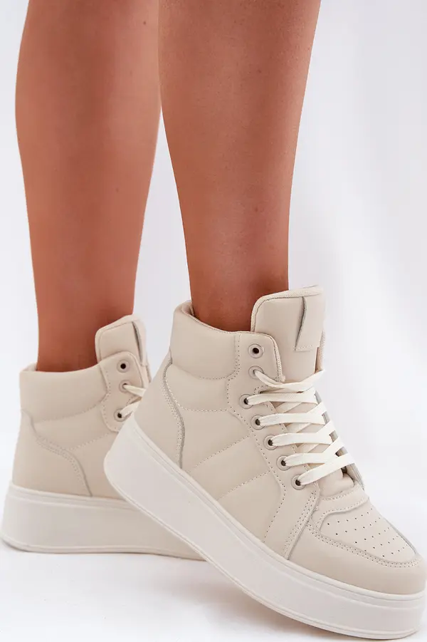 EVENTO EVENTO Високи дамски маратонки на платформа бежови Tillive