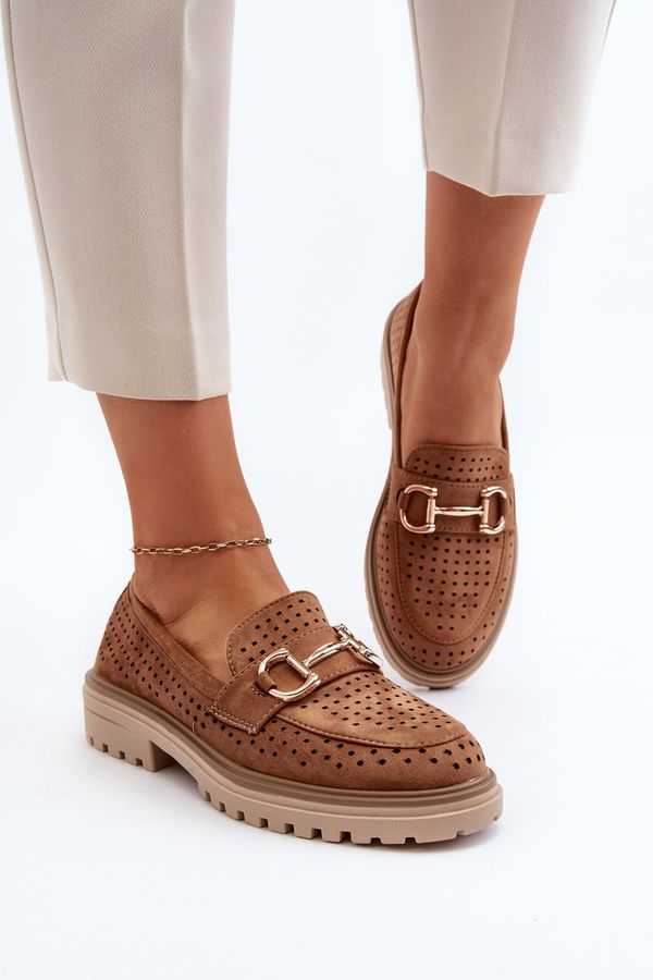 FB1 FB1 Дамски мокасини Ajour с орнамент Camel Talesse