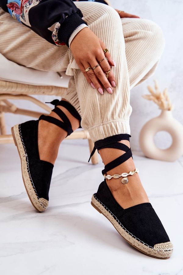 FB1 FB1 Вързани велурени еспадрили черни Ismanne