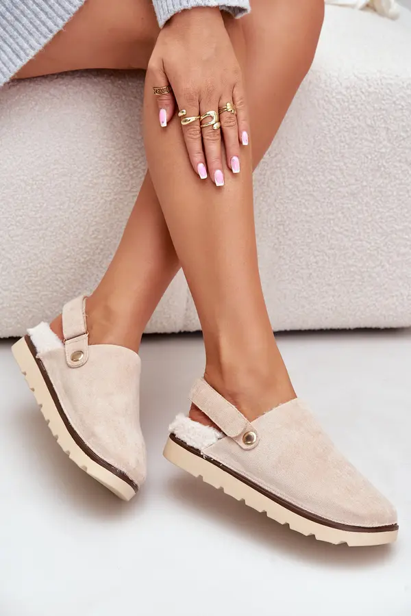 Boto FB2 Дамски Чехли На Дебела Подметка С Вълна И Капсула Черни Linneola