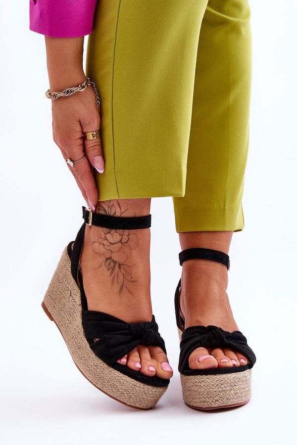 FB2 FB2 Дамски сандали на клинове черни Kendall